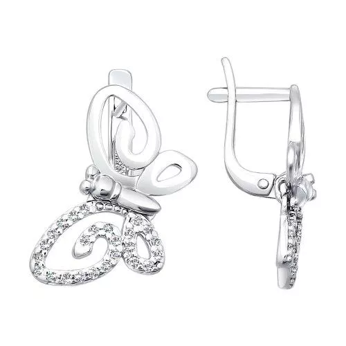 Серьги из серебра с фианитами