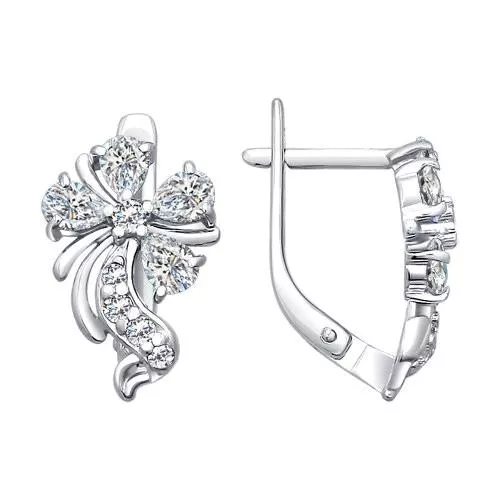 Серьги из серебра с фианитами