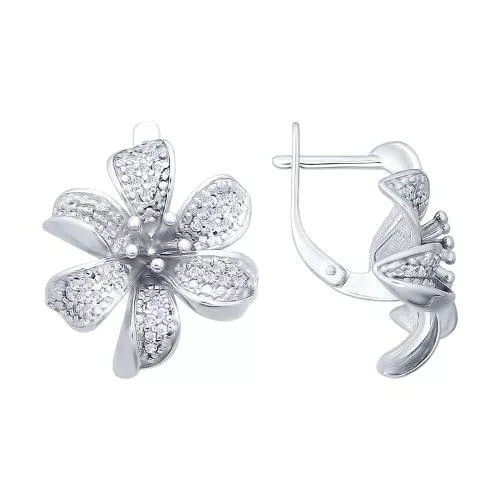 Серьги из серебра с фианитами