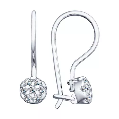 Серьги из серебра с фианитами