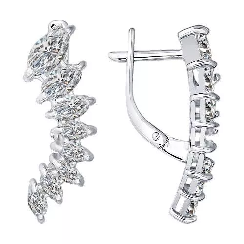 Серьги из серебра с фианитами