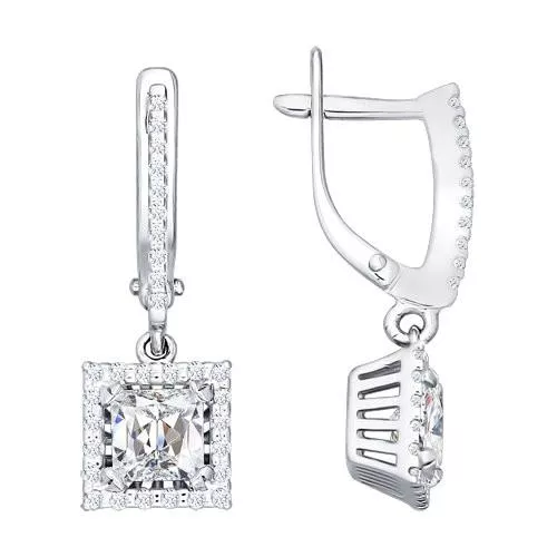 Серьги из серебра с фианитами