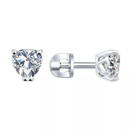 Серьги-пусеты из серебра с фианитами