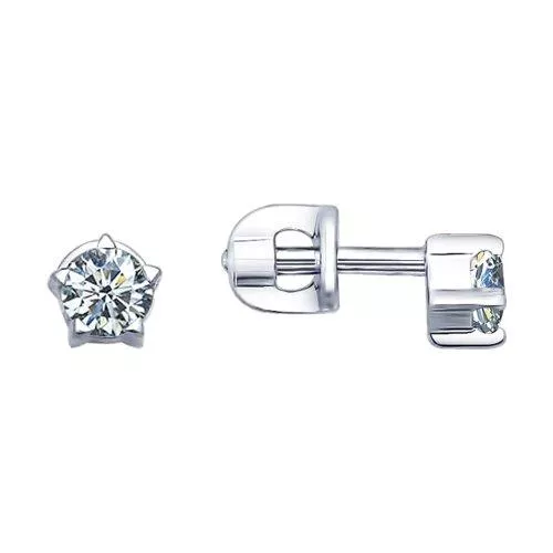 Серьги-пусеты из серебра с фианитами