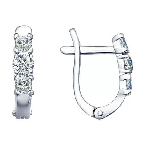 Серьги из серебра с фианитами