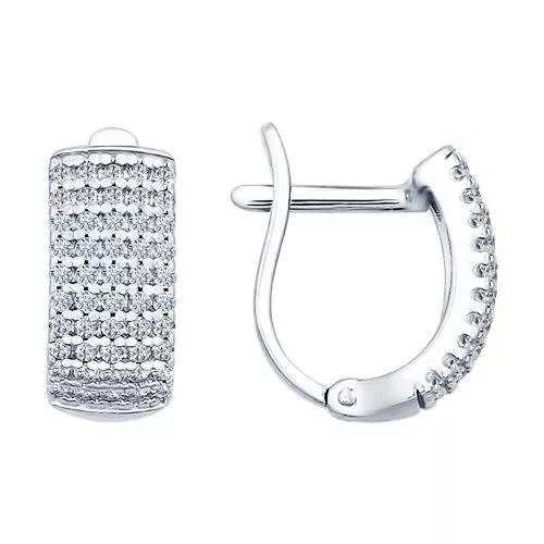 Серьги из серебра с фианитами