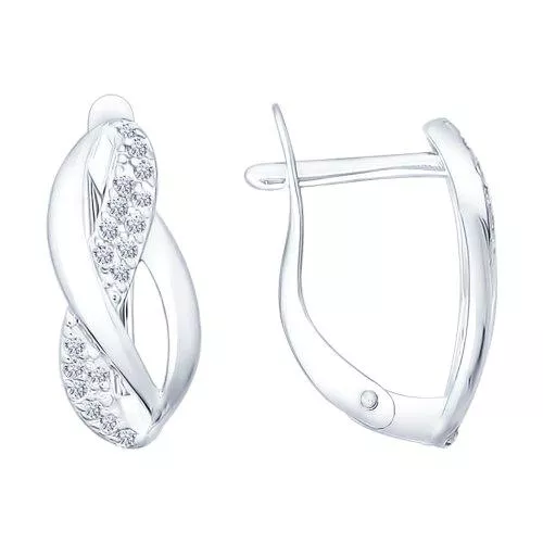 Серьги из серебра с фианитами