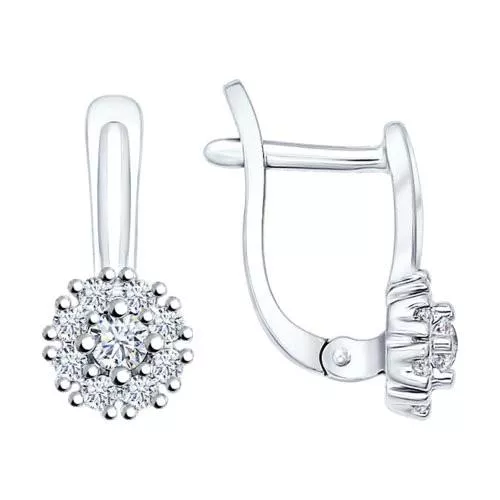 Серьги из серебра с фианитами