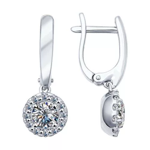 Серьги из серебра с фианитами