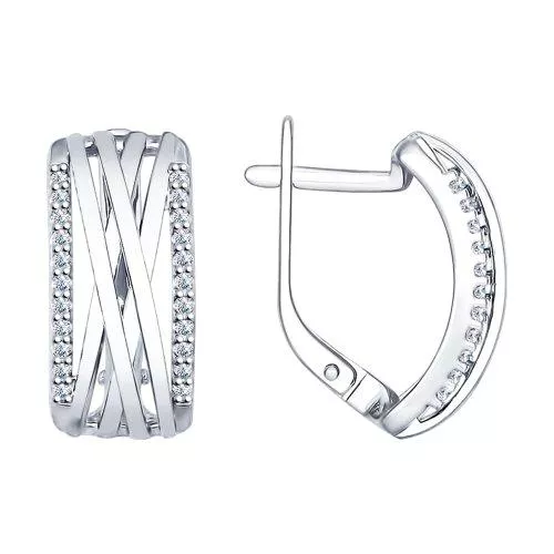 Серьги из серебра с фианитами