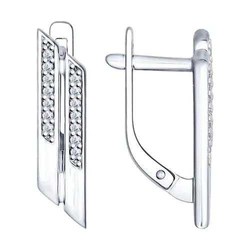 Серьги из серебра с фианитами