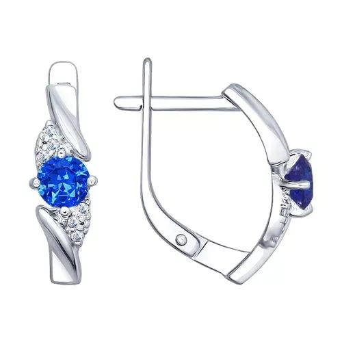 Серьги из серебра с синими фианитами