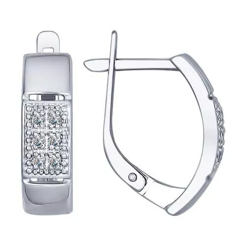 Серьги из серебра с фианитами