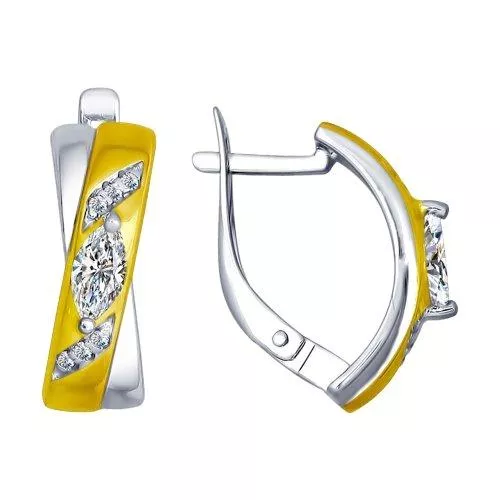 Серьги из золочёного серебра с фианитами