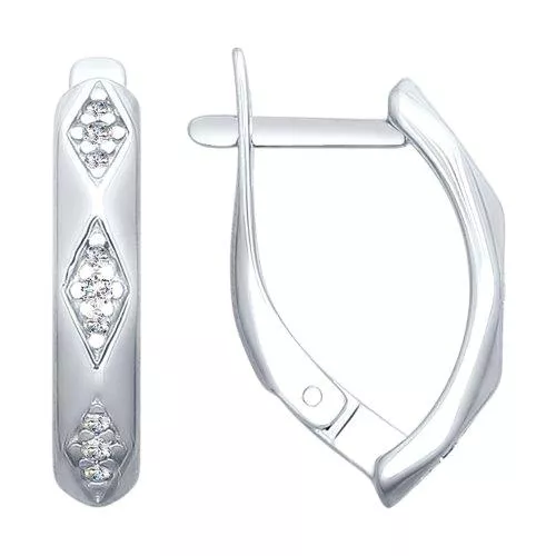 Серьги из серебра с фианитами