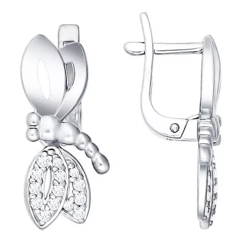 Серьги из серебра с фианитами