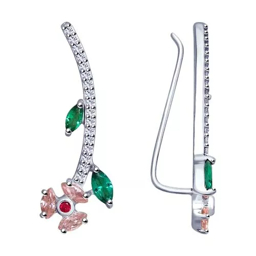 Серьги из серебра с фианитами