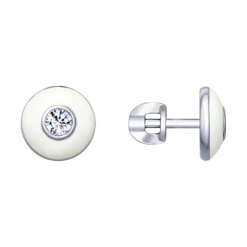 Серьги из серебра с эмалью и фианитами