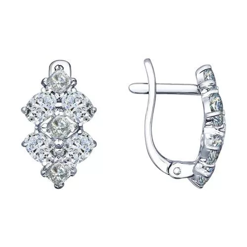 Серьги из серебра с фианитами