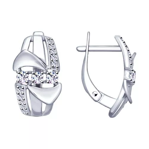 Серьги из серебра с фианитами