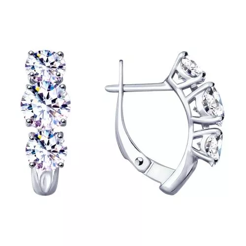 Серьги из серебра с фианитами