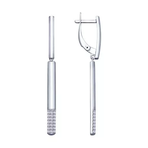 Серьги из серебра с фианитами