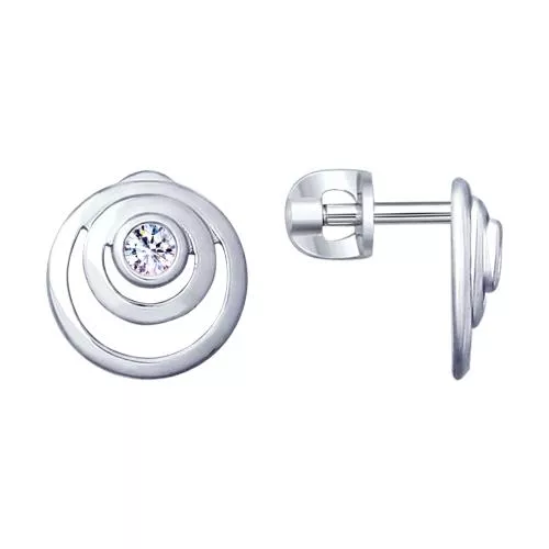 Серьги из серебра с фианитами