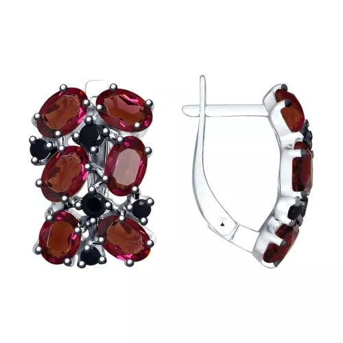 Серьги из серебра с кристаллами Swarovski и фианитами