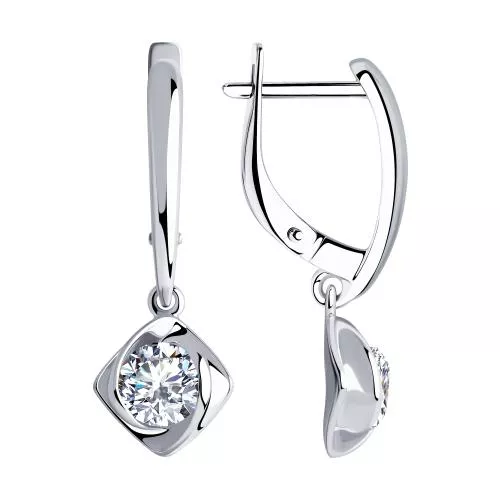 Серьги из серебра с фианитами