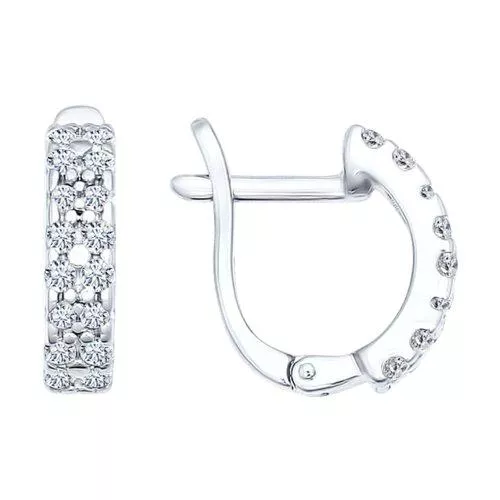 Серьги из серебра с фианитами