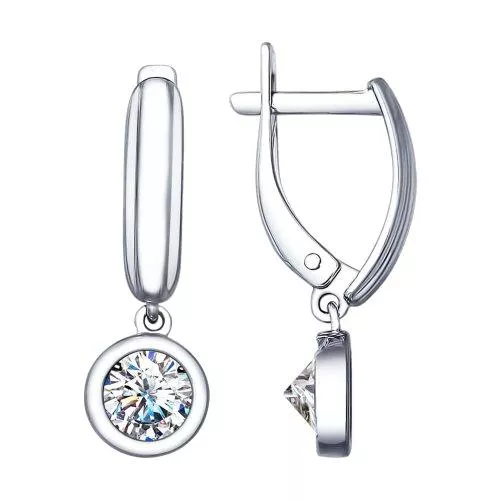 Серьги из серебра с фианитами