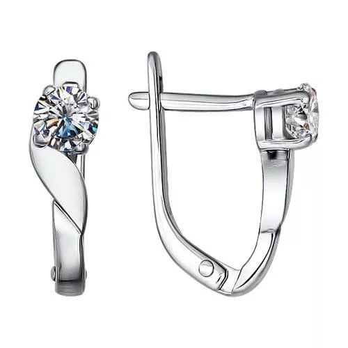 Серьги из серебра с фианитами