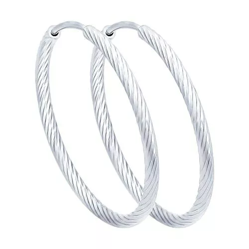 Серьги конго из серебра с алмазной гранью