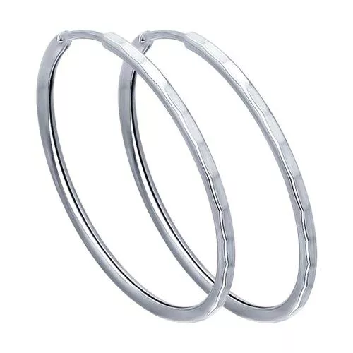 Серьги конго из серебра с алмазной гранью