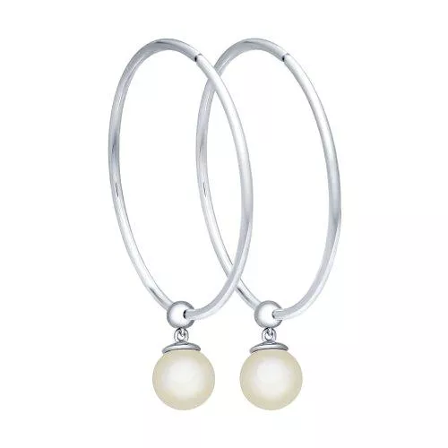 Серьги конго из серебра с жемчугом