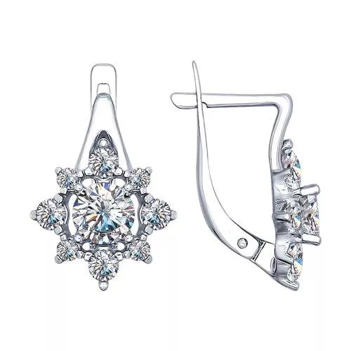 Серьги из серебра с фианитами