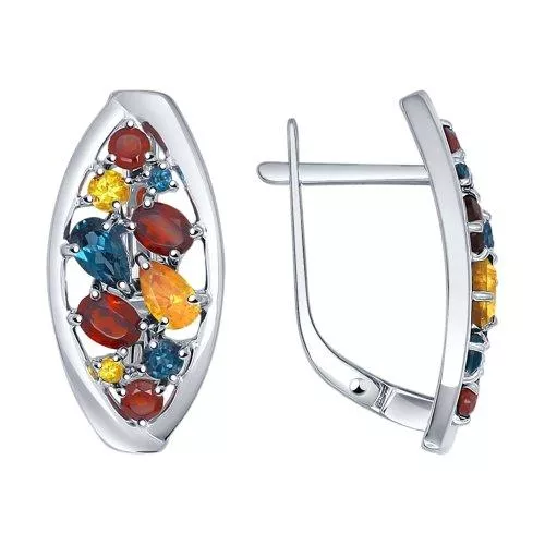 Серьги из серебра с полудрагоценными вставками