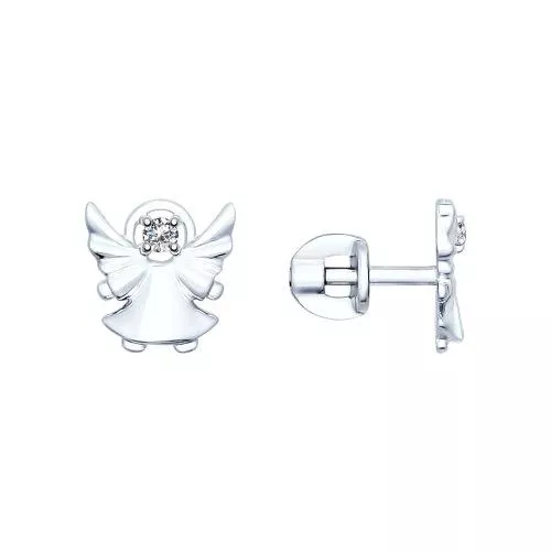 Серьги-пусеты «Ангел» из серебра с фианитами
