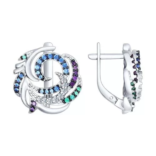 Серьги из серебра с фианитами