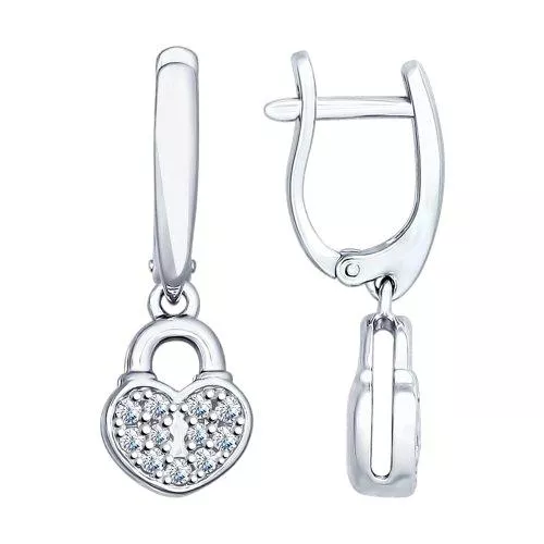 Серьги из серебра с фианитами