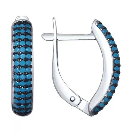 Серьги из серебра с голубыми ситаллами