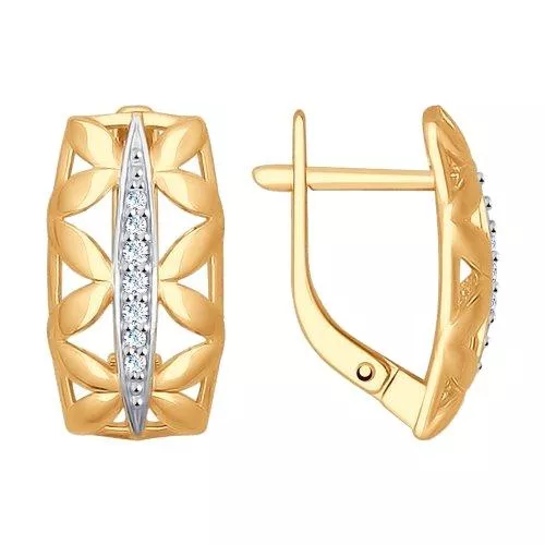 Серьги из золочёного серебра с фианитами