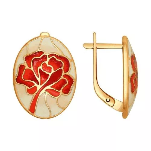 Серьги из золочёного серебра с эмалью