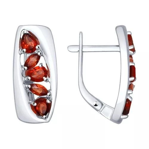 Серьги из серебра с гранатами