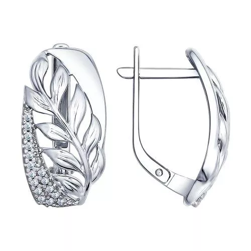 Серьги из серебра с фианитами