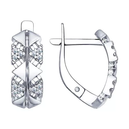 Серьги из серебра с фианитами