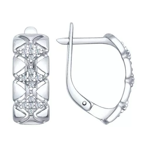 Серьги из серебра с фианитами