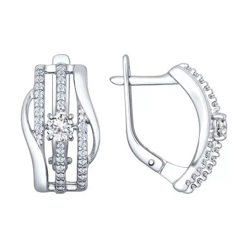 Серьги из серебра с фианитами