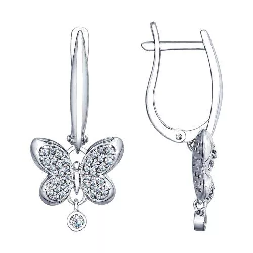 Серьги из серебра с фианитами