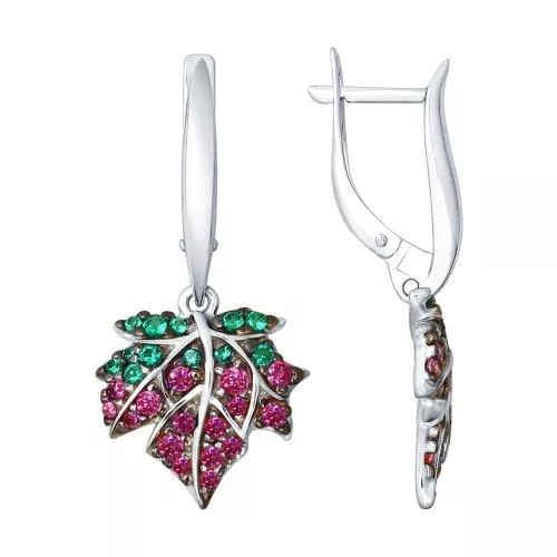 Серьги «Кленовые листья» из серебра